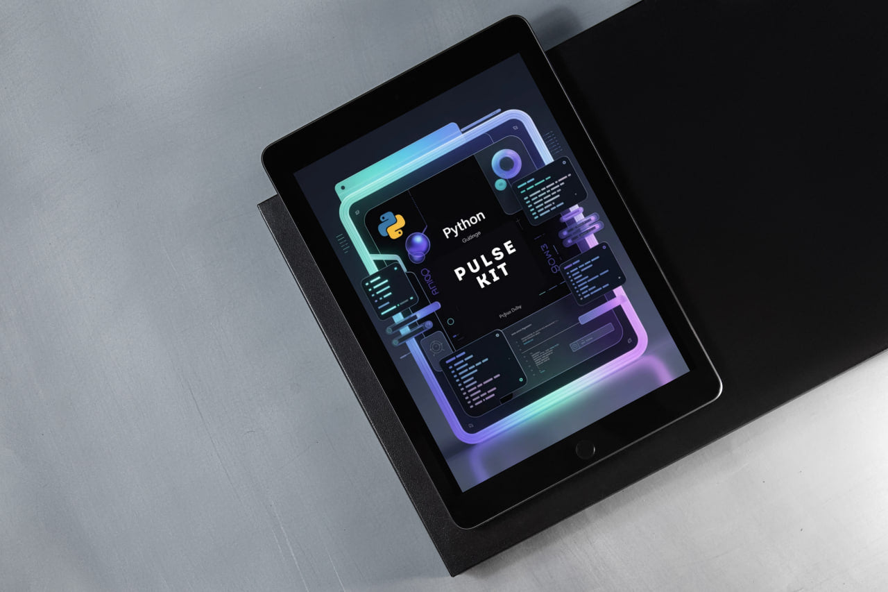 Tablet displaying a Zynqra Python Pulse Kit on a gray surface